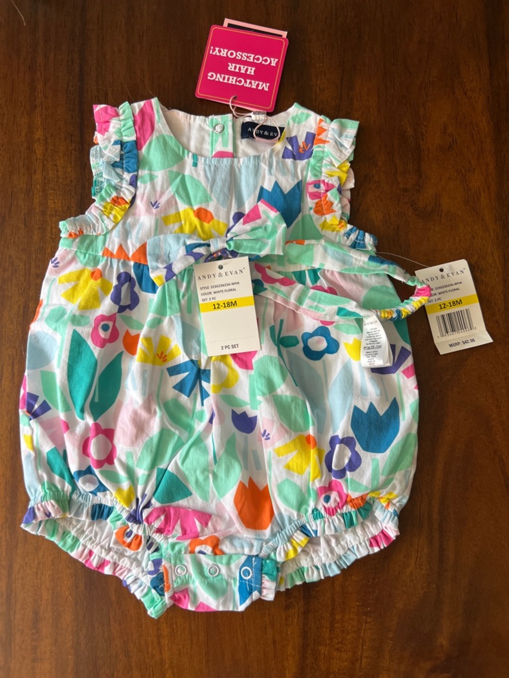 Andy & Evan Baby Floral Bubble Romper in Pink, Blue, Green & Yellow